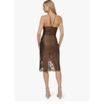 Adrianna Papell  Women's Foil Floral Lace Halter Dress Size 14 Sexy Cocktail Photo 1