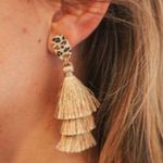 NEW! BOHO Earth Color 3 Layer Tassel Earrings Fringe Gold Dangle Fish Hooks Photo 12