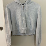 Brandy Melville  Grey Cropped Fleece Full Zip Hoodie Photo 0