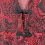 Maggie Barnes Red Black Paisley Glitter Sheer 3/4 Sleeve Button Blouse Size 5X Photo 3