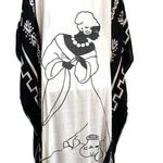 27. Vintage Y2K Lady Scoop Neck Tassel Kaftan Beach Cover Up 1X Black W… White Photo 1