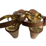 Marc Fisher Brown Leather Strappy Cork Wedge Sandals Summer Casual Comfort Shoes Photo 2