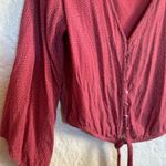 American Eagle Outfitters Red Polka Dot bell sleeve Tie-Front Crop Blouse Medium Photo 5