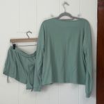 Ekouaer Waffle Knit Lounge Set Top Shorts Pajamas Mint Green XL Photo 4