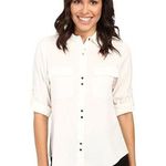 Ivanka Trump White Double Button Roll Tab Sleeve Collared Blouse Size XL NWT Photo 0