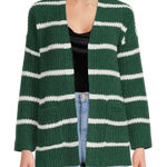 No Boundaries  Forest Green and White Striped Cardigan‎ Photo 0