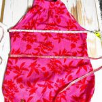 Sam Edelman  High Neck Floral Print  Dress Red Pink Size Small Photo 6