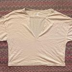 Me to We  ESSENTIALS TAN V NECK CUT OUT CROP TEE Photo 0