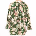 Kaari Blue Anthropologie Floral Tunic Top Green Boho Business Casual Size M Photo 3