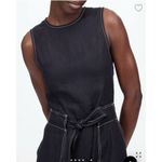 Madewell Contrast-Stitch Relaxed Straight-Leg Sleeveless Linen Jumpsuit Black 0 Photo 2