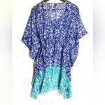Echo OS XL Lightweight Cotton Blue and Teal Tunic Top Photo 1