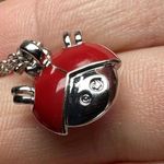 Swavorski Swarovski Crystal Enamel Ladybug Bug Necklace Silver Tone Photo 4