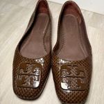 Tory Burch Square-toe Shiny Snake Ballet Flats In Chocolate brown Sz 5.5M Photo 0