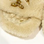 Tory Burch Ivory Jeweled Shearling Slippers Size 6.5 Hard Sole Slip On Photo 5
