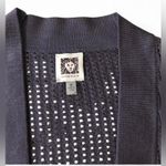 Anne Klein Women's Perforated Mixed-knit Cardigan Sweater Top Size M Dark Gray Photo 7
