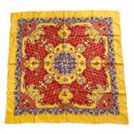 Vintage ANDRE CLAUDE CANOVA Chateau Angelus Cherub Bell 100% Silk Scarf 33”X33” Gold Photo 1