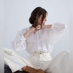 ZARA  White Ruffled Poplin Shirt - S Photo 5
