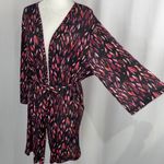 5 TWO 3 New Robe Cardigan Lightweight Knit Kimono Jacket Black Pink Photo 5