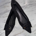 C.Paravano Black tweed pointed toe flats with C Buckle size 36 Photo 0