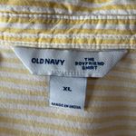 Old Navy  X-Large Boyfriend Shirt Top Button-Up Striped Long Sleeve Pocket Collar Photo 8