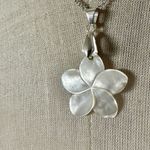 Mother of pearl plumeria flower pendant necklace Photo 2