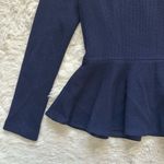St. John Caviar Jacket Full Zip Up Peplum Wool Blend Long Sleeve Navy Sz 2 Photo 7