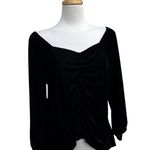 Cato Top Sz M Black Sweetheart Corduroy Rouched 3/4 Sleeve Whimsygoth Romantic Photo 1
