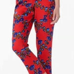 J.Crew Drapey Pull-on Pant Trouser Lattice Floral Print Drawstring Red Size 4 Photo 0