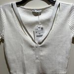 ZARA NWT ~  Short Sleeve V-Neck Crop Top ~ Size Medium Photo 0