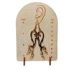 Gold Tone Whale Dangle Earrings Blue Accent Hook 3" Retro Unsigned Vtg Photo 1