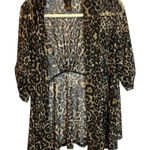 Ali Miles Cardigan Blouse Women's Size Petite Small Cheetah Open‎ Front Black Photo 0