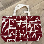 Vuori  Burgundy and White Graphic Tote Photo 0