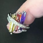 RS Covenant Purple Red Green CZ Ring sz 5 Silver Photo 5