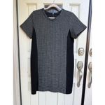 J.Crew  Houndstooth Sheath Dress Leather Trim Black Grey Size 12 Photo 1