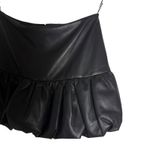 Amanda Uprichard  Bonaire Black Faux Leather Bubble Hem Mini Skort Size Small Photo 7