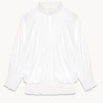 Maje Blouse S NWT Libou Popeline Victorian Smocked Batwing Ecru White Luxury Photo 9