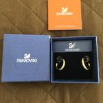 Swavorski Swarovski Jewelers Collection 14K Post Gold Tone Half Hoop Crystal Earrings NWT Photo 6