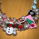 Betsey Johnson  rhinestones snowman Santa pink car Christmas necklace Photo 2