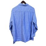 Lands' End  Womens 100% Linen Blue Striped Size 1X Minimalist Coastal Beachy Photo 1