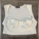 LULUS Relaxed Livin' White Waffle Knit Cropped Bustier Tank Top Size L Photo 3