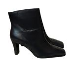 Markon Black Leather Ankle Boots 8M Brazil Square Toe Stitched Detail Heel Goth Size 8 Photo 2