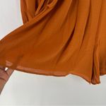 Selfie Leslie Leslie Selfie Orange Crepe Chiffon Pleated Deep V Tie Waist Long‎ Sleeve Romper Photo 4
