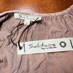 Solitaire  NWT Embroidered Long Sleeve Blouse Boho Tassel Tan Cream Size Large‎ Photo 3