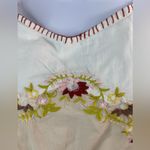 Chasing Unicorns L Cotton Babydoll Boho Embroidered Peach Top White Size L Photo 2