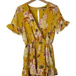 One Clothing Yellow Floral Short Sleeve Mini Romper XS Photo 0