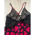 Victoria's Secret Victoria’s Secret Chemise Black Lace Trim Pink Hearts Babydoll Xs Valentines Day Photo 4