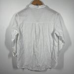 Womens Button Down Top L White Cotton Roll Tab Sleeve Minimal Coastal Grandma Size M Photo 1
