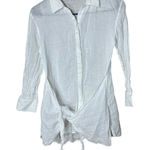 Theory ‎ Linen Button Down Tie Front Top Blouse Size P Photo 0