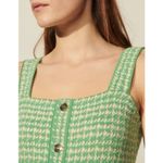Sandro 💕💕 Lea Organic Cotton Blend Square Neck Tweed Dress ~ Vert Green 34 Photo 3