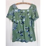 Lucky Brand Green Floral Square Neck Short Sleeve Cotton Modal Top S Photo 1